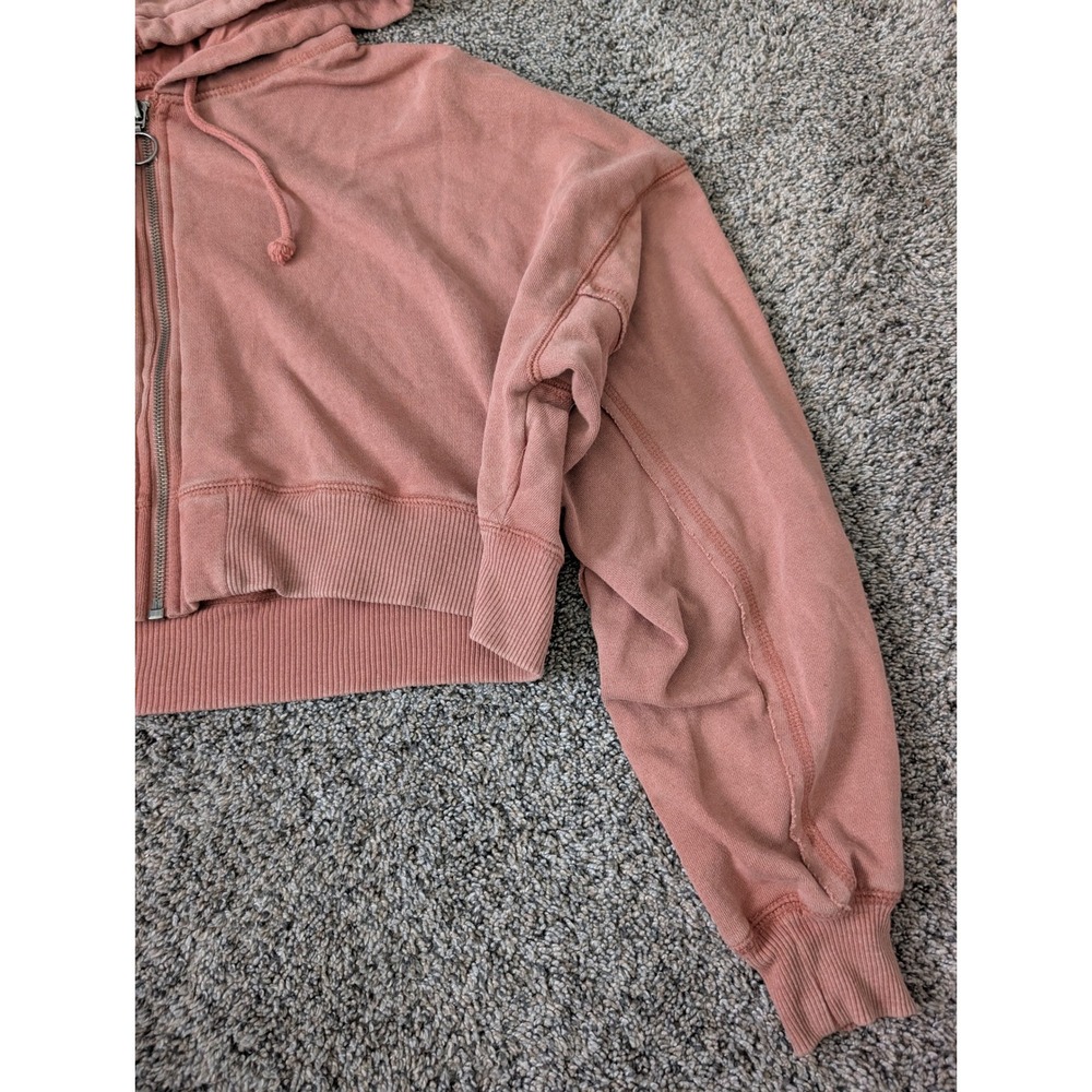 Aeropostale Womens Dusty Rose Cropped Zip Up Hoodie Sweatshirt Size L - Picture 3 of 4
